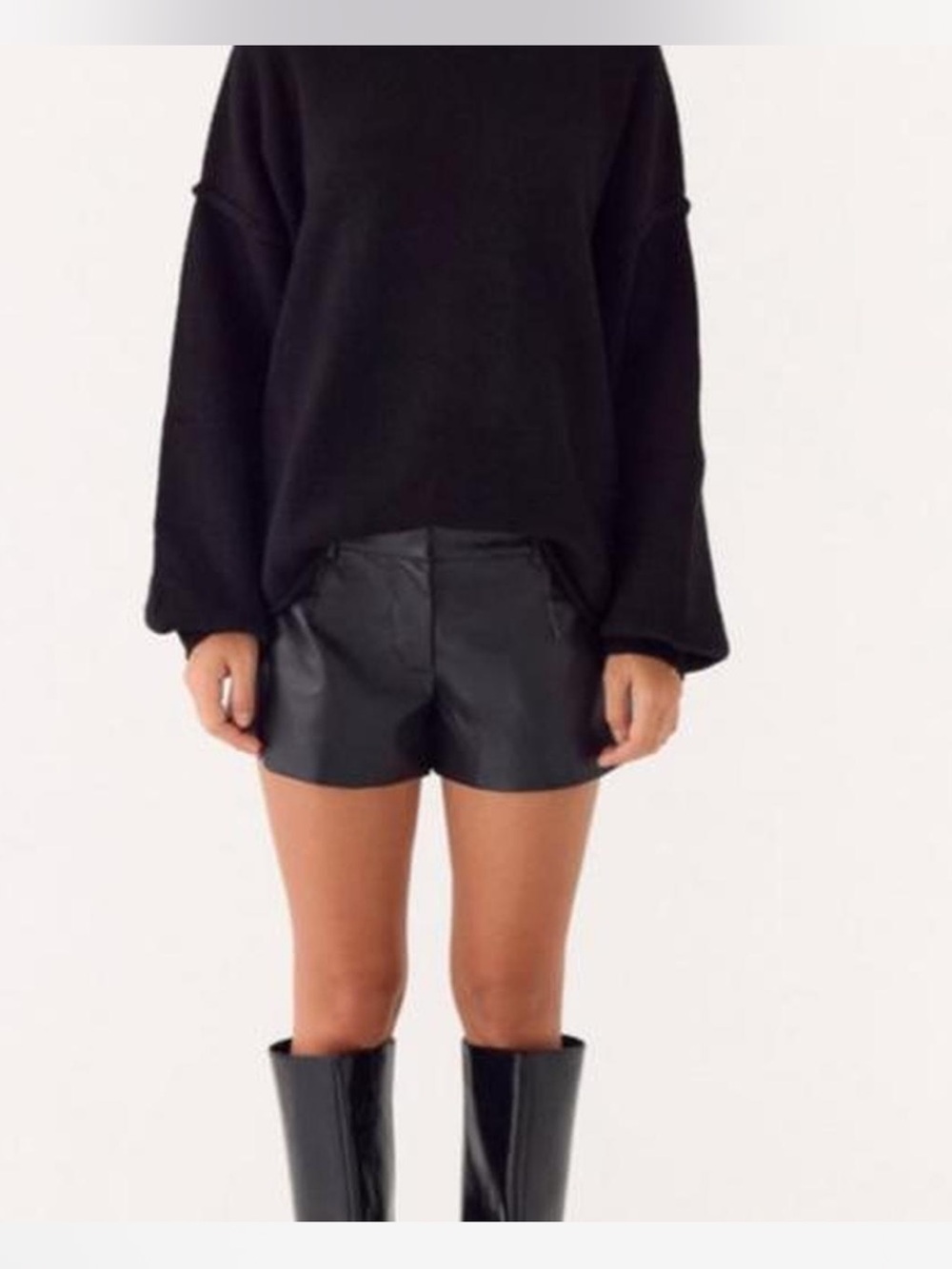 Peppermayo Oslo faux leather mini shorts black